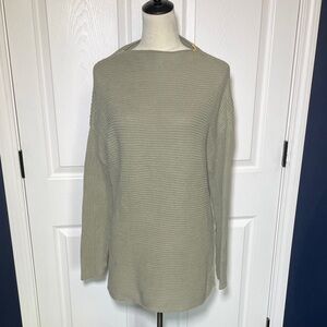 Pact Light Olive Knit Tunic Sweater Mock Neck Organic Cotton Upcycled Size XS
